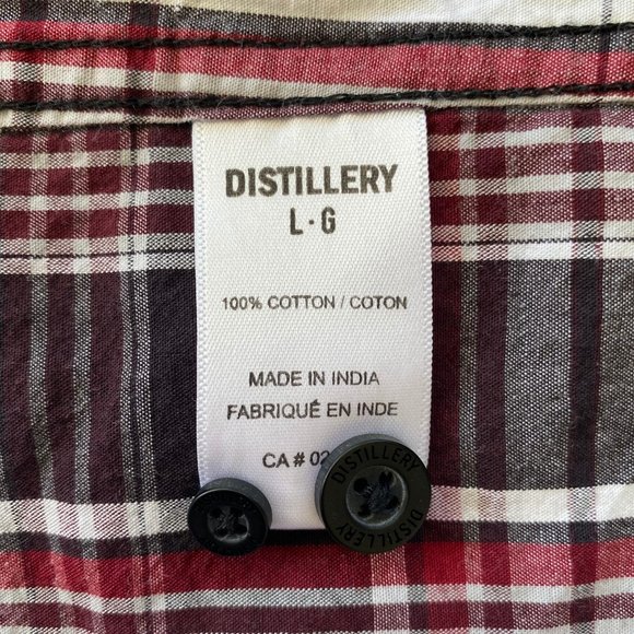Distillery plaid black stitching button down long sleeve shirt. Men’s size Large - Picture 8 of 11